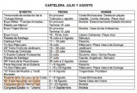 Cartelera para actividades turísticas en Michoacán 
